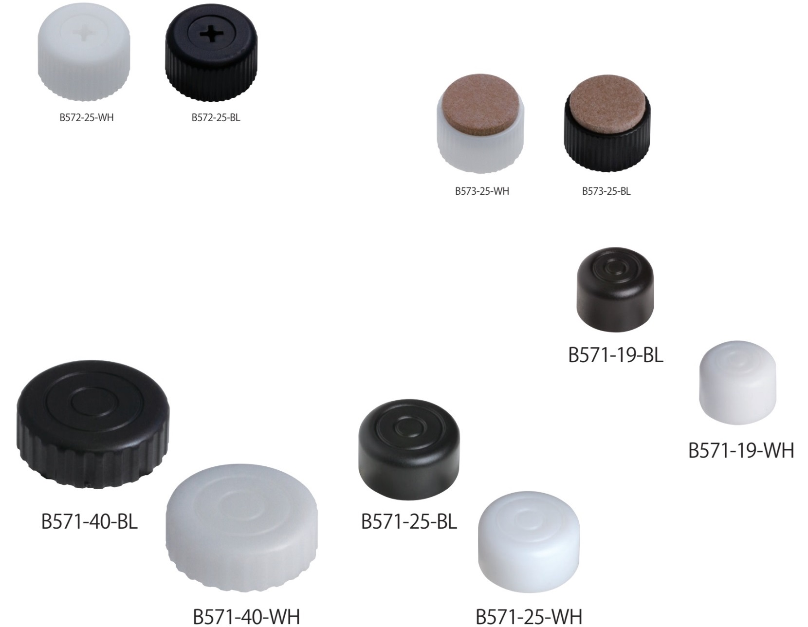 4 stevige meubelversteller, laadcapaciteit: 600 kg (1323 lbs), oppervlak: wit, ⌀25 mm (63/64"), versie: standaard, B571-25-WH. Verstelbare voet voor tafelpoten, meubelpoten, kastvoeten en nog veel meer, door Kojima (Japan) - Afbeelding 4