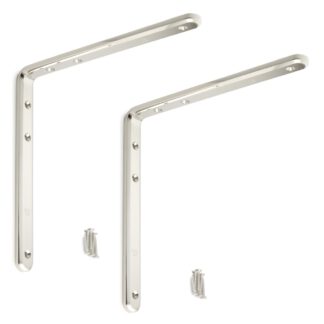 2 stuks corrosiebestendige robuuste montagebeugel, gemaakt van massief roestvrij staal, draagvermogen: 24 kg, oppervlak: glanzend gepolijst, 240 mm (9,5"), XL-SA01-240M. Plankbeugels voor planken en nog veel meer, van Sugatsune / LAMP® (Japan)