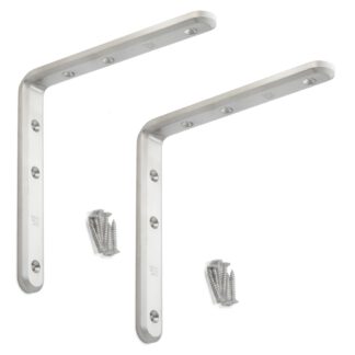 2 stuks corrosiebestendige robuuste montagebeugel, gemaakt van massief roestvrij staal, draagvermogen: 28 kg, oppervlak: satijn mat, 180 mm (7,1"), XL-SA01-180S. Plankbeugels voor planken en nog veel meer, van Sugatsune / LAMP® (Japan)