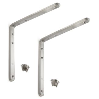 2 stuks corrosiebestendige robuuste montagebeugel, gemaakt van massief roestvrij staal, draagvermogen: 24 kg, oppervlak: mat satijn, 240 mm (9,5"), XL-SA01-240S. Plankbeugels voor planken en nog veel meer, van Sugatsune / LAMP® (Japan)