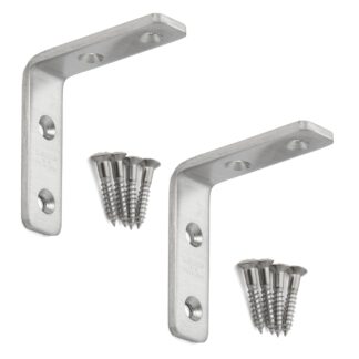 2 stuks corrosiebestendige robuuste montagebeugel, gemaakt van massief roestvrij staal, draagvermogen: 10 kg, oppervlak: satijn mat, 45 mm (1,8"), SU-45S. Plankdragers voor planken, planken en nog veel meer, van Sugatsune / LAMP® (Japan)