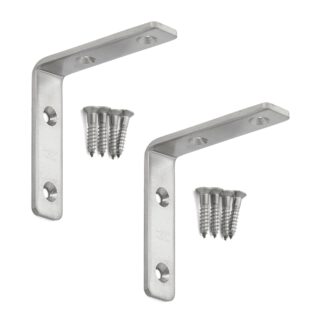2 stuks corrosiebestendige robuuste montagebeugel, gemaakt van massief roestvrij staal, draagvermogen: 8 kg, oppervlak: satijn mat, 60 mm (2,4"), SU-60S. Plankdragers voor planken, planken en nog veel meer, van Sugatsune / LAMP® (Japan)
