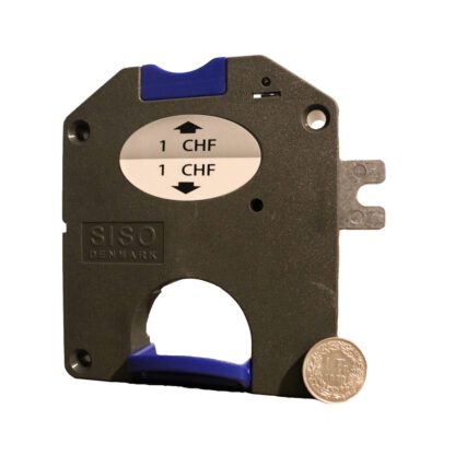 Muntslot met CHF 1.- gleuf, incl. 2 sleutels, oppervlak: donkergrijs, 110 mm (4.4"), uitvoering: linkssluitend, 14.60.249-C. Lockerslot voor locker, locker, schoollocker, locker en nog veel meer, door SISO Denmark