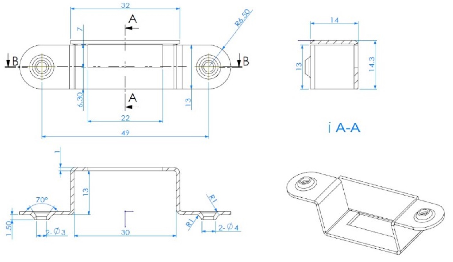 4-delig praktisch slotkastje, gemaakt van staal, oppervlak: vernikkeld, 63 mm (2-31/64"), 14.01.500-1. - Afbeelding 3