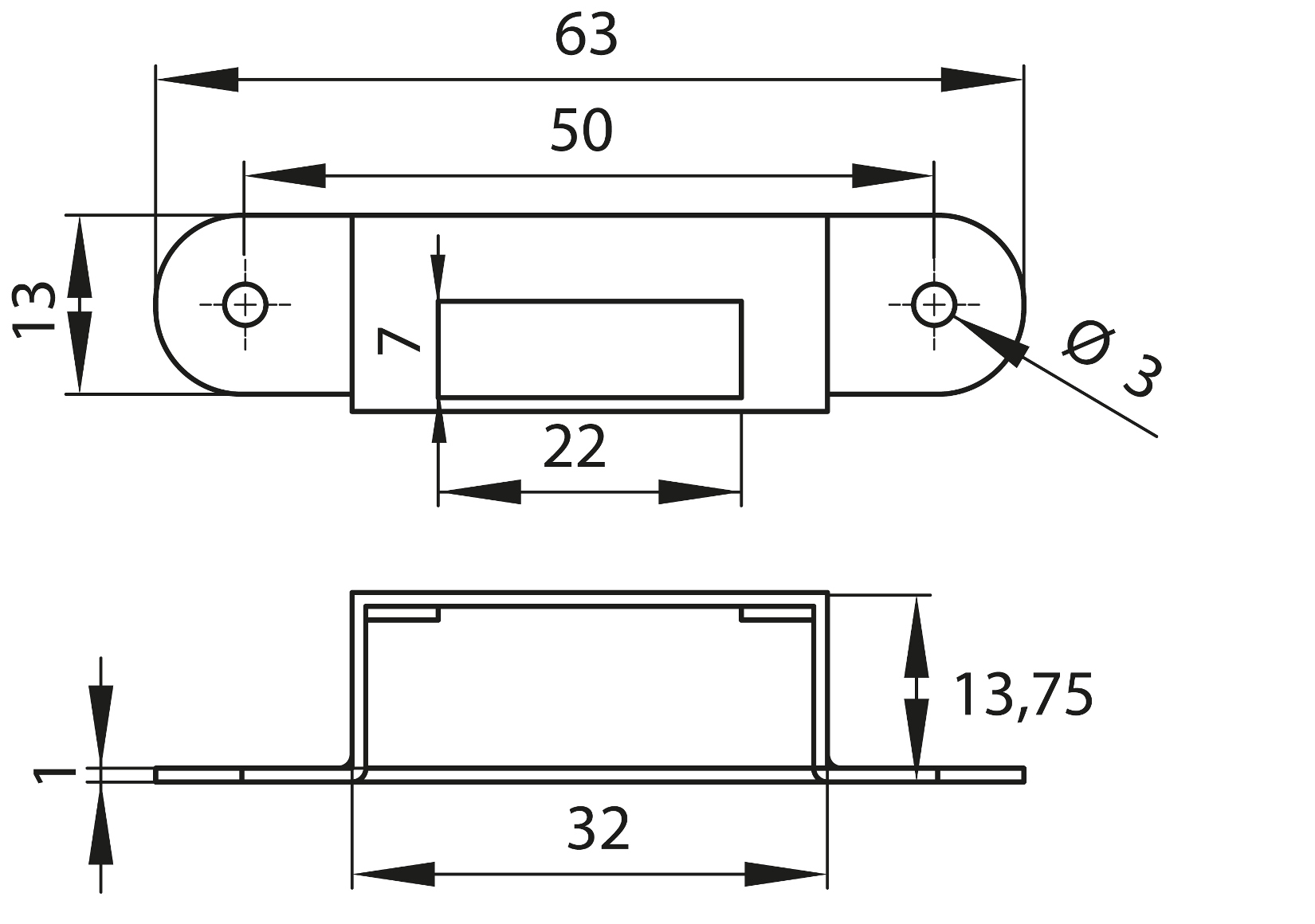 4-delig praktisch slotkastje, gemaakt van staal, oppervlak: vernikkeld, 63 mm (2-31/64"), 14.01.500-1. - Afbeelding 2