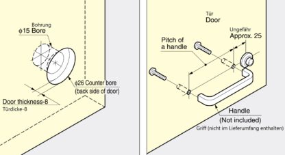 Drukknopsluiting voor dikke meubeldeuren van 22 tot 25 mm, oppervlak: bruin, SL-B251-BR. Push-Latch voor RV Ombouw, Jacht Interieur, Caravan Meubels en nog veel meer, door Sugatsune / LAMP® (Japan) - Afbeelding 3