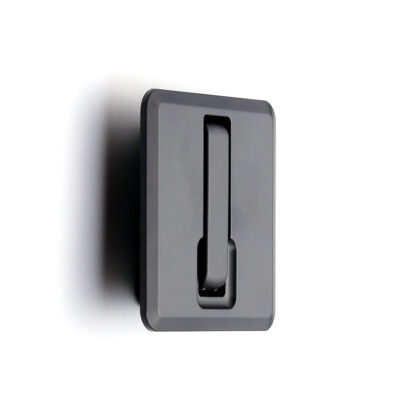 Hoogwaardige vierkante inklapbare haak voor uitsparing, oppervlak: zwart, mat gesatineerd, 52 mm (2,1"), NF-K52-BL. Vierkante vouwhaak met automatische sluiting, voor tinyhouse, camper, jacht en nog veel meer, van Sugatsune / LAMP® (Japan) - Afbeelding 2