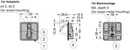 Hoogwaardige vierkante inklapbare haak voor uitsparing, oppervlak: zwart, mat gesatineerd, 52 mm (2,1"), NF-K52-BL. Vierkante vouwhaak met automatische sluiting, voor tinyhouse, camper, jacht en nog veel meer, van Sugatsune / LAMP® (Japan) - Afbeelding 5