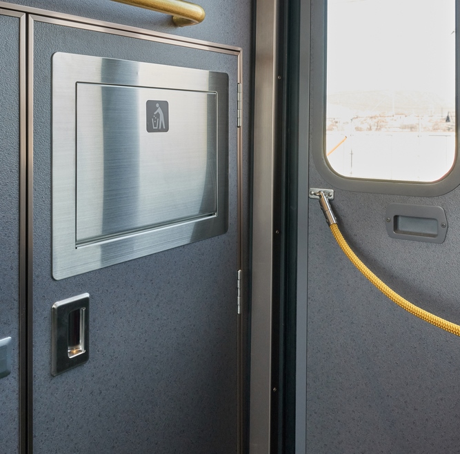 Hoogwaardige rechthoekige afvoerklep voor verticale montage, met soft-close, gemaakt van roestvrij staal, afwerking: mat gesatineerd, 234 mm (9,3"), AZ-GD230-HL. Roestvrijstalen afvalluik, voor gastronomie en nog veel meer, van Sugatsune / LAMP® (Japan) - Afbeelding 11