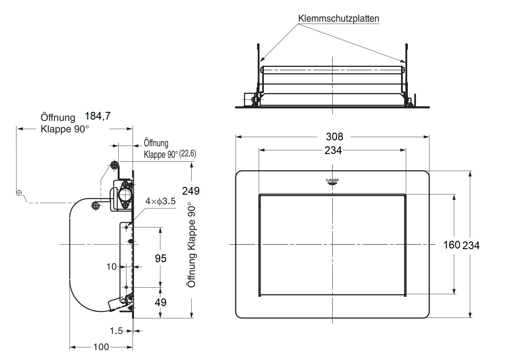 Hoogwaardige rechthoekige afvoerklep voor verticale montage, met soft-close, gemaakt van roestvrij staal, afwerking: mat gesatineerd, 234 mm (9,3"), AZ-GD230-HL. Roestvrijstalen afvalluik, voor gastronomie en nog veel meer, van Sugatsune / LAMP® (Japan) - Afbeelding 8