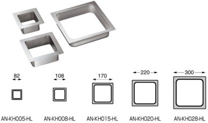 Hoogwaardige rechthoekige vuilafvoer, gemaakt van roestvrij staal, oppervlak: mat satijn, 194 mm (7,7"), AN-KH020-HL. Roestvrijstalen afvalworp, voor gastronomie, winkelinrichting, schoonheidssalon en nog veel meer, van Sugatsune / LAMP® (Japan) - Afbeelding 4