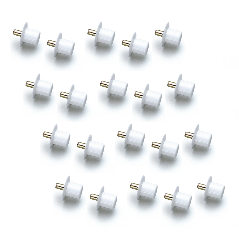 20 stuks hoogwaardige plankdragers, gemaakt van robuust polyamide, draagvermogen: 30 kg (67 lbs), oppervlak: wit, afwerking: rond, SS-324W. Plankbeugels voor planken, kastplanken, planken en nog veel meer, door Sugatsune / LAMP® (Japan)