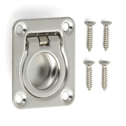 Ringvormige roestvrijstalen inklapbare handgreep SUS304, 38 mm (1-16/32") 980641. Ringvormige roestvrijstalen vouwgreep gemaakt van roestvrij staal V2A, glanzend gepolijst, voor inspectieklep, inspectiedeur, vochtige omgeving, schip, caravan door Sugatsune / LAMP® (Japan)