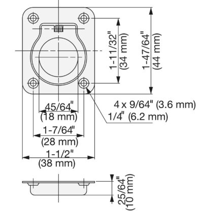 Ringvormige roestvrijstalen inklapbare handgreep SUS304, 38 mm (1-16/32") 980641. Ringvormige roestvrijstalen vouwgreep gemaakt van roestvrij staal V2A, glanzend gepolijst, voor inspectieklep, inspectiedeur, vochtige omgeving, schip, caravan door Sugatsune / LAMP® (Japan) - Afbeelding 2