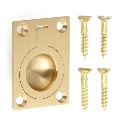 Ringvormige vouwgreep van messing, afwerking: satijn mat, 30,5 mm (1,3") 587B-40SB. Ringgreep 587B-40SB voor camper, boot, inspectieklep, inspectiedeur, door Sugatsune / LAMP® (Japan)