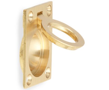 Ringvormige vouwgreep van messing, afwerking: satijn mat, 30,5 mm (1,3") 587B-40SB. Ringgreep 587B-40SB voor camper, boot, inspectieklep, inspectiedeur, door Sugatsune / LAMP® (Japan) - Afbeelding 5