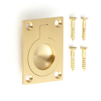 Ringvormige vouwgreep van messing, afwerking: satijn mat, 38 mm (1,5") 587B-50SB. Ringgreep 587B-50SB voor camper, boot, inspectieluik, inspectiedeur, door Sugatsune / LAMP® (Japan)