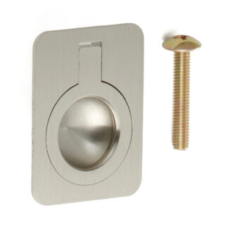 Ringvormige vouwgreep van messing, afwerking: wit brons, satijn mat, 30,5 mm (1,3") 587-40WB. Ringgreep 587-40WB voor camper, boot, inspectieluik, inspectiedeur, door Sugatsune / LAMP® (Japan)