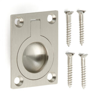 Ringvormige vouwgreep van messing, afwerking: wit brons, satijn mat, 30,5 mm (1,3") 587B-40WB. Ringgreep 587B-40WB voor camper, boot, inspectieluik, inspectiedeur, door Sugatsune / LAMP® (Japan)