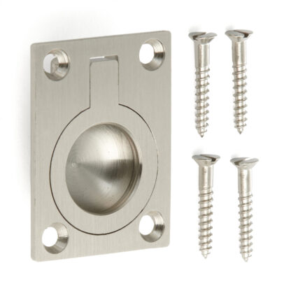 Ringvormige vouwgreep van messing, afwerking: wit brons, satijn mat, 30,5 mm (1,3") 587B-40WB. Ringgreep 587B-40WB voor camper, boot, inspectieluik, inspectiedeur, door Sugatsune / LAMP® (Japan)