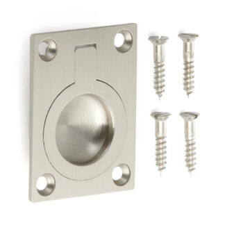 Ringvormige vouwgreep van messing, afwerking: wit brons, satijn mat, 38 mm (1.5") 587B-50WB. Ringgreep 587B-50WB voor camper, boot, inspectieluik, inspectiedeur, door Sugatsune / LAMP® (Japan)