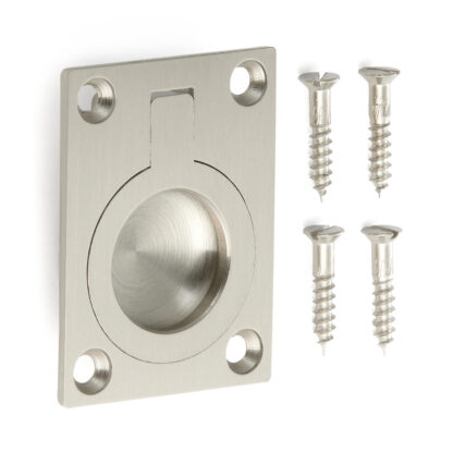 Ringvormige vouwgreep van messing, afwerking: wit brons, satijn mat, 38 mm (1.5") 587B-50WB. Ringgreep 587B-50WB voor camper, boot, inspectieluik, inspectiedeur, door Sugatsune / LAMP® (Japan)