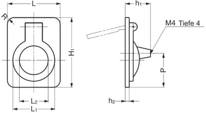 Ringvormige vouwgreep van messing, afwerking: wit brons, satijn mat, 47,5 mm (1,9") 587-60WB. Ringgreep 587-60WB voor camper, boot, inspectieluik, inspectiedeur, door Sugatsune / LAMP® (Japan) - Afbeelding 3