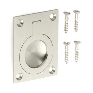 Ringvormige vouwgreep van messing, afwerking: wit brons, satijn mat, 47,5 mm (1,9") 587B-60WB. Ringgreep 587B-60WB voor camper, boot, inspectieluik, inspectiedeur, door Sugatsune / LAMP® (Japan)