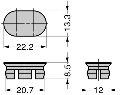 2 stuks robuuste plastic afdekkap PBT, grijs, 22,2 mm (0,9") KMHC-GR. Cover KMHC-GR voor industriële handgreep, device handle, door Sugatsune / LAMP® (Japan) - Afbeelding 2