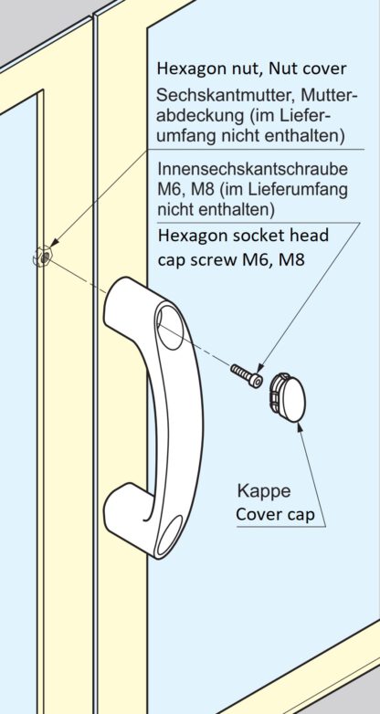 Hoogwaardige robuuste apparaathandgreep gemaakt van versterkt nylon, versterkt nylon, duurzaam, zwart met grijze afdekkappen, 93 mm (3,7") MJH-93-GR. Machinehandgreep MJH-93-GR voor industriële kasten, productie-installaties, machinebouw, door Sugatsune / - Afbeelding 5