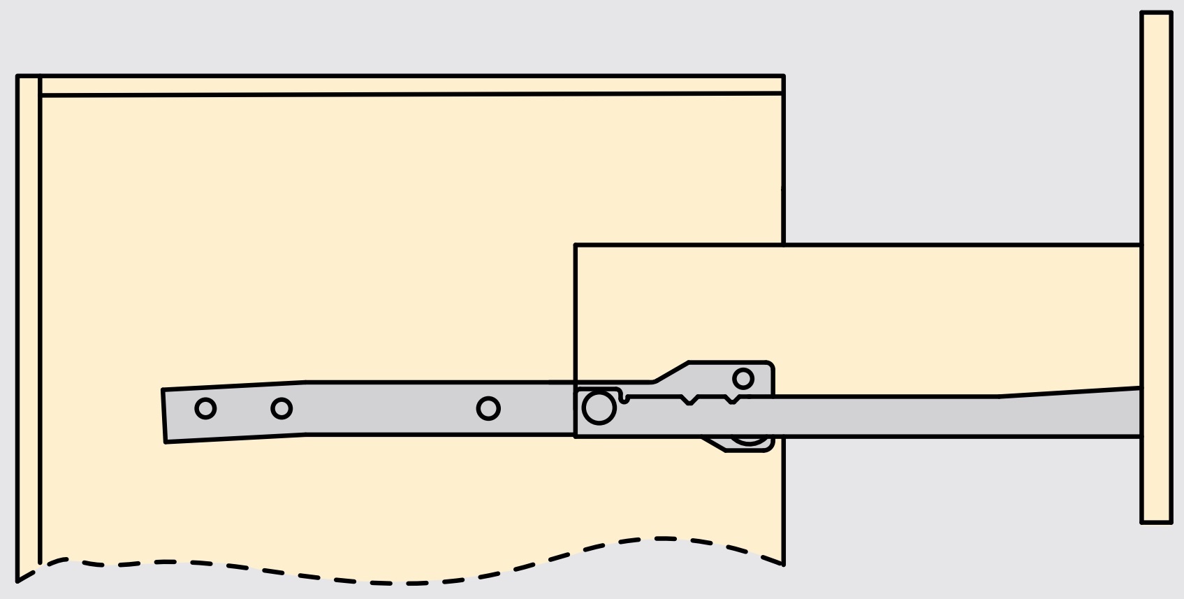 Roldrukgeleiders, gedeeltelijk uittrekbaar, grijs metallic, RAL 9022, gelakt, 300 mm (11-13/16"), 4388625. Rolschuifgeleiders van staal met gedeeltelijke verlenging, voor houten lade, dienbladtrekker, houten lade, keukenmeubilair, kantoormeubilair, huismeubilair, door EMUCA - Afbeelding 7