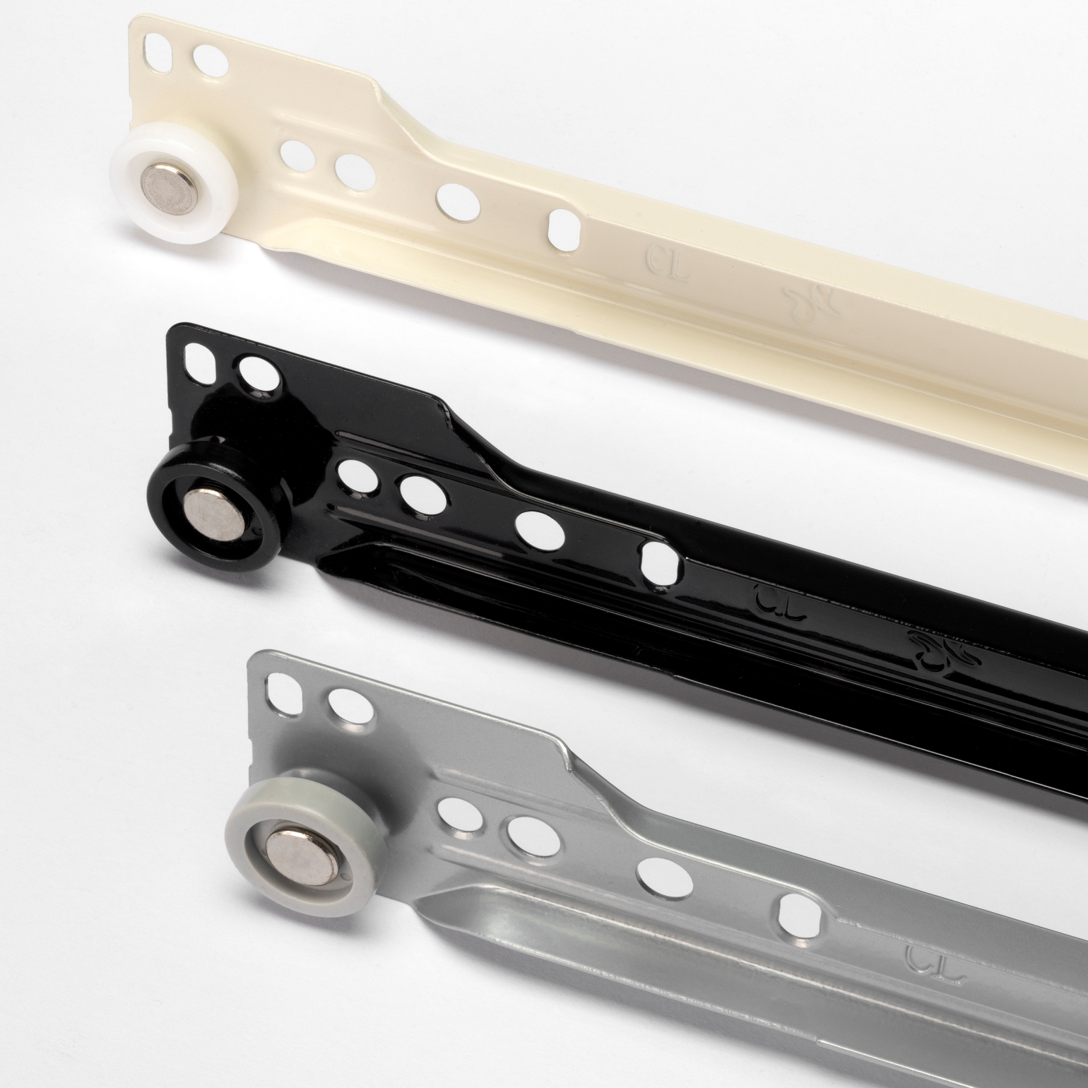 Roldrukgeleiders, gedeeltelijk uittrekbaar, grijs metallic, RAL 9022, gelakt, 300 mm (11-13/16"), 4388625. Rolschuifgeleiders van staal met gedeeltelijke verlenging, voor houten lade, dienbladtrekker, houten lade, keukenmeubilair, kantoormeubilair, huismeubilair, door EMUCA - Afbeelding 3