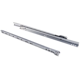 Rolstootgeleiders, gedeeltelijke verlenging, grijs metallic, RAL 9022, gelakt, 350 mm (13,8") E.T30C.35.AL. Stalen geleiderails met gedeeltelijke uitbouw, voor houten lade, lade, houten lade, keukenmeubilair, kantoormeubilair, woningmeubilair, door EMUCA