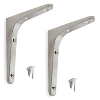 2 stuks hoogwaardige roestvrijstalen montagebeugel, gemaakt van massief roestvrij staal, draagvermogen: 40 kg (89 lbs), 120 mm (4,8"), BT-120. Plankdragers voor buitenruimtes, zwembaden, badkamers, boten en nog veel meer, van Sugatsune / LAMP® (Japan)