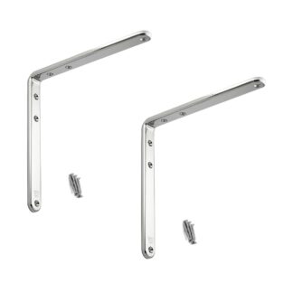 2 stuks hoogwaardige roestvrijstalen montagebeugel, gemaakt van massief roestvrij staal, draagvermogen: 18 kg (40 lbs), 180 mm (7,1"), SU-A180M. Plankdragers voor buitenruimtes, zwembaden, badkamers, boten en nog veel meer, van Sugatsune / LAMP® (Japan)