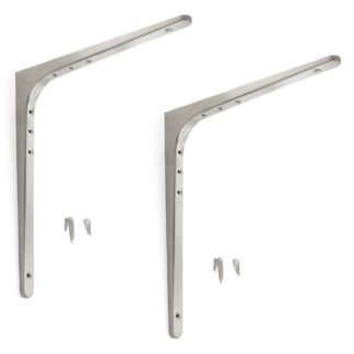 2 stuks hoogwaardige roestvrijstalen montagebeugel, gemaakt van massief roestvrij staal, draagvermogen: 130 kg (287 lbs), 378 mm (14,9"), BT-380. Plankdragers voor buitenruimtes, zwembaden, badkamers, boten en nog veel meer, van Sugatsune / LAMP® (Japan)