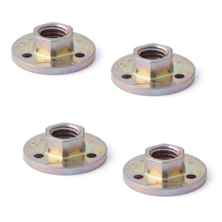 4 stuks ronde bovenplaat met M10 schroefdraad, montageplaat, gemaakt van massieve zinklegering, 28 mm (1.2"), AD-555-28-M10. Montageplaat, voor meubelpoten, meubelwielen, machinevoeten, kastpoten, bankpoten en nog veel meer, van Sugatsune / LAMP® (Japan)
