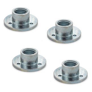 4 stuks ronde bovenplaat met M14 schroefdraad, montageplaat, gemaakt van massieve zinklegering, 35 mm (1.4"), AD-559M14. Montageplaat, voor meubelpoten, meubelwielen, machinevoeten, kastpoten, bankpoten en nog veel meer, van Sugatsune / LAMP® (Japan)
