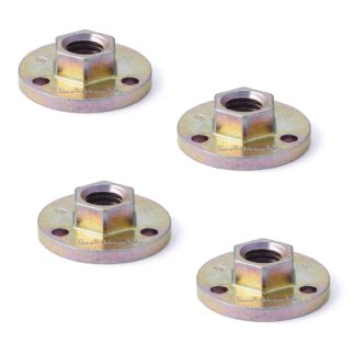4-delige ronde bovenplaat met M8-schroefdraad, montageplaat, gemaakt van massieve zinklegering, 25 mm (1"), AD-555-25-M8. Montageplaat, voor meubelpoten, meubelwielen, machinevoeten, kastpoten, bankpoten en nog veel meer, van Sugatsune / LAMP® (Japan)
