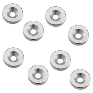 8 stukken ronde magnetische aanvalplaat, oppervlak: nikkelgeplateerd, 15 mm (19/32"), W12. Magnetisch tegenhanger voor magnetische sluitingen, magnetisch slot, kastdeur en nog veel meer, door Sugatsune / LAMP® (Japan)