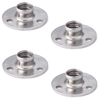 4-delige ronde montageplaat met M12-schroefdraad, montageplaat, gemaakt van roestvrij staal, 36 mm (1,5"), AP36-M12. Opschroefbare plaat, voor meubelpoten, meubelwielen, machinevoeten, kastpoten, bankpoten en nog veel meer, van Sugatsune / LAMP® (Japan)