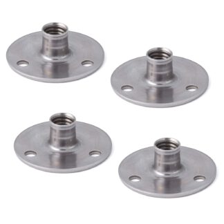 4-delige ronde montageplaat met M8-schroefdraad, montageplaat, gemaakt van roestvrij staal, 36 mm (1,5"), AP36-M8. Opschroefbare plaat, voor meubelpoten, meubelwielen, machinevoeten, kastpoten, bankpoten en nog veel meer, van Sugatsune / LAMP® (Japan)