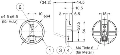Hoogwaardige ronde veerhaak voor uitsparing, oppervlak: zwart, mat satijn, 64 mm (2,6"), NF-R64-BL. Ronde vouwhaak met automatische sluiting, voor tinyhouse, camper, caravan, jacht, trein, bus en nog veel meer, van Sugatsune / LAMP® (Japan) - Afbeelding 3