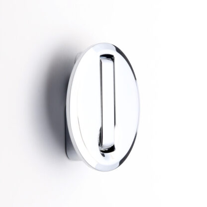 Hoogwaardige ronde inklapbare haak voor uitsparing, oppervlak: verchroomd, 52 mm (2,1"), NF-R52-CR. Ronde vouwhaak met automatische sluiting, voor tinyhouse, camper, caravan, jacht, trein, bus en nog veel meer, van Sugatsune / LAMP® (Japan) - Afbeelding 2