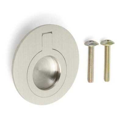 Ronde vouwgreep van messing, afwerking: wit brons, satijn mat, 51,2 mm (2,1") 580-WB. Ringgreep 580-WB voor camper, boot, inspectieluik, inspectiedeur, door Sugatsune / LAMP® (Japan)