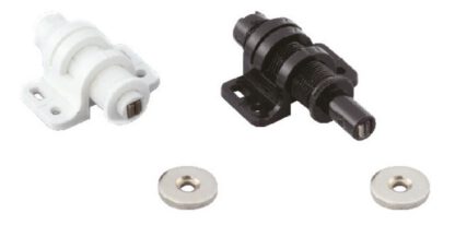 2 stuks ronde magnetische drukknoopklep met verstelmogelijkheid, incl. contraplaat, oppervlak: wit, MC-25WT. Push-to-open deuropener voor meubeldeuren, kastdeuren en nog veel meer, van Sugatsune / LAMP® (Japan) - Afbeelding 3
