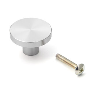 Ronde meubelknopgreep gemaakt van aluminiumlegering, afwerking: roestvrijstalen look, 30 mm (1,2") EXSEL30. Aluminiumlegering handvatknop voor lade, meubeldeur, keukenkast, kantoorkast en nog veel meer, door Sugatsune / LAMP® (Japan)