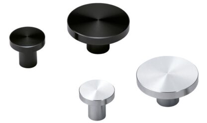 Ronde meubelknopgreep gemaakt van aluminiumlegering, afwerking: roestvrijstalen look, 35 mm (1,4") EXSEL35. Aluminiumlegering handvatknop voor lade, meubeldeur, keukenkast, kantoorkast en nog veel meer, door Sugatsune / LAMP® (Japan) - Afbeelding 3