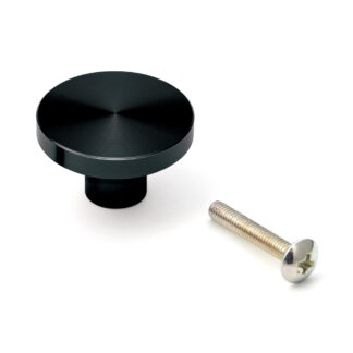Ronde aluminium meubelknop handgreep, afwerking: zwart, 30 mm (1.2") EXSEL30BL. Aluminiumlegering handvatknop voor lade, meubeldeur, keukenkast, kantoorkast en nog veel meer, door Sugatsune / LAMP® (Japan)