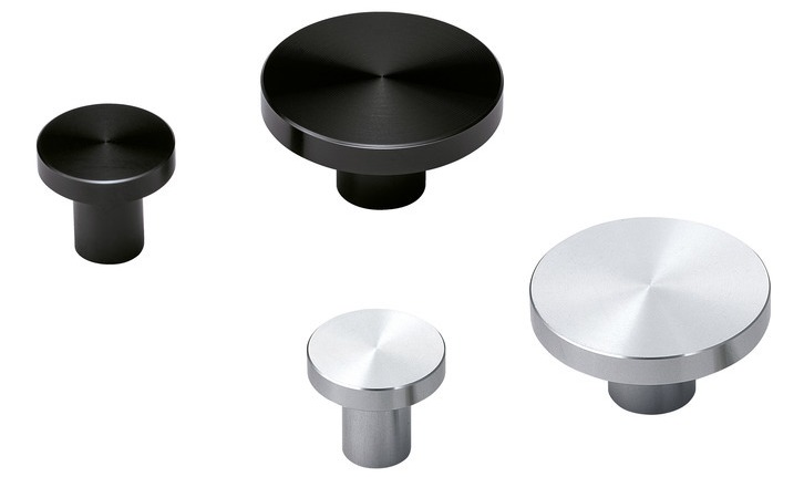 Ronde meubelknopgreep gemaakt van aluminiumlegering, afwerking: zwart, 35 mm (1,4") EXSEL35BL. Aluminiumlegering handvatknop voor lade, meubeldeur, keukenkast, kantoorkast en nog veel meer, door Sugatsune / LAMP® (Japan) - Afbeelding 3